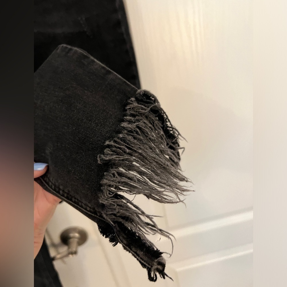 FREE PEOPLE 28 Great Heights Frayed Skinny Jeans Black Charcoal - Picture 5 of 14